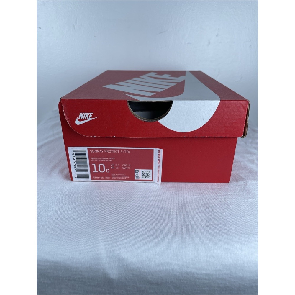 Nike Sunray Protect 3 (TD) Baby/Toddler Sandals Game Royal & Black- Size 10c NEW